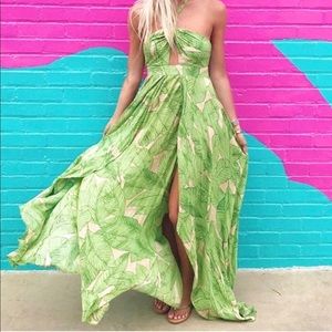 URBAN OUTFITTERS Deveraux palm cutout maxi dress